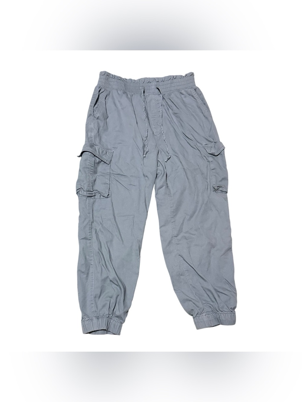 Vanilla Star Cargo Jogger Pants Paper bag Waist Gray Drawstring Womens Large